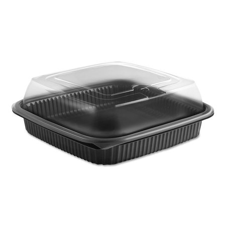 ANCHOR PACKAGING Culinary Squares 2Pc Microwavable Container, 36oz, Black, 2.91", PK150 4118515